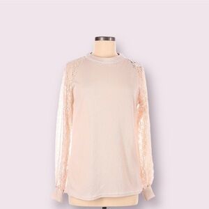 Nwt Miholl Women's Waffle Knit W/Lace Long Sleeve Thermal/Tunic Pink. Size M